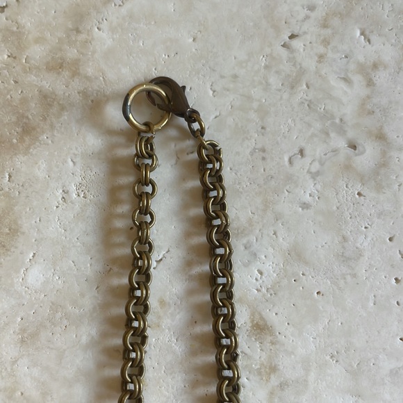 Vintage brass necklace with chain detail and two disks. 17” - Picture 3 of 5